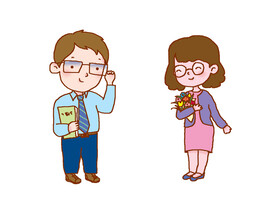 男老师女老师扁平风卡通人物插画