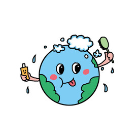 可爱卡通清洁卫生地球扁平风插画
