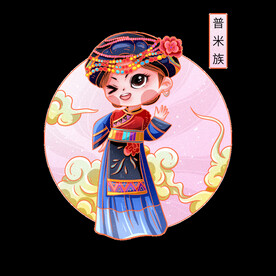 国潮风 民族人物 普米族