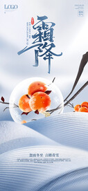 简约大气冷色调霜降节气海报