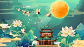 国潮仙鹤背景