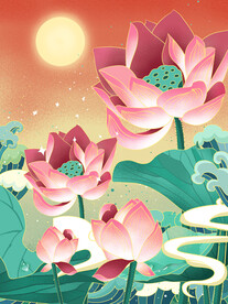 荷花插画
