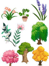 免扣绿植鲜花元素素材