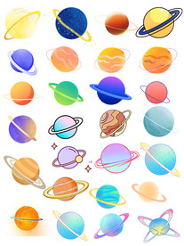 免扣宇宙星球插画元素素材