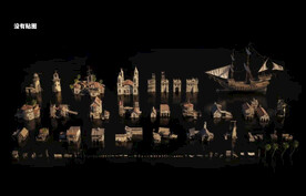 C4D模型 岛屿建筑