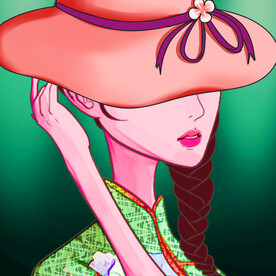 手绘时尚美女挂画装饰画