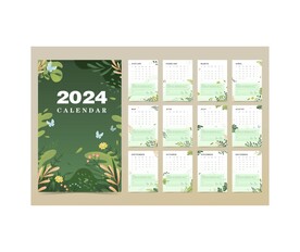 矢量2024年植物系列新年日历