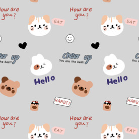 猫兔子狗头卡通字母