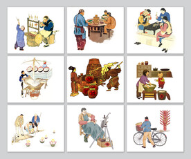 传统手工插图