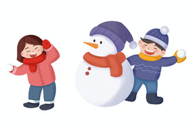 雪人手绘插画