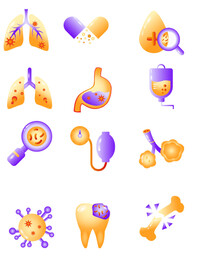 疾病症状扁平风标签图标免