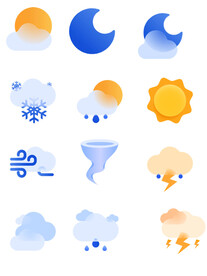 天气图标扁平风标签图标免扣