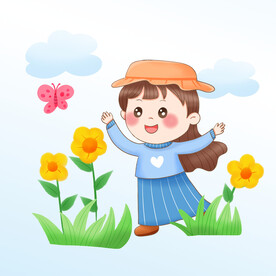  女孩追蝴蝶