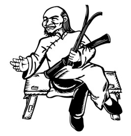 矢量剪纸插画竹琴