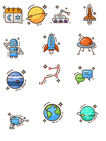 星球标签图标免扣