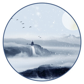 古风水墨山水玄关