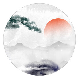 青松水墨山水背景玄关