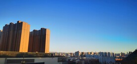 蓝天白云 霞光 城市建筑