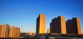 霞光 蓝天白云 城市建筑