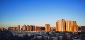 蓝天白云 霞光城市建筑