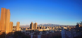 霞光 城市建筑 蓝天白云