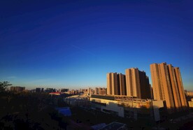 霞光 城市建筑 蓝天白云