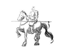 人物骑马工笔画