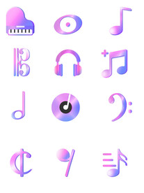 音乐符号立体风标签图标免扣