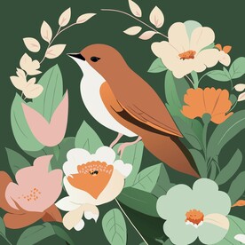鸟和花插图