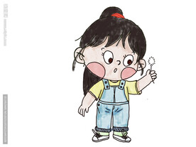 小女孩水彩上色