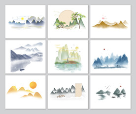 水墨山