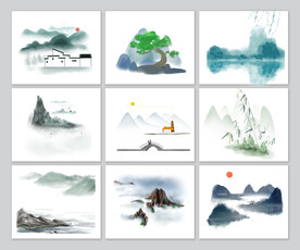 水墨山