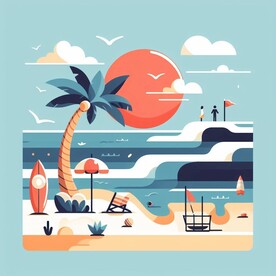 创意沙滩插画