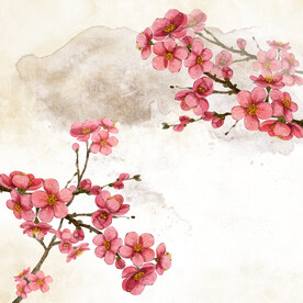 唯美水彩花枝素材