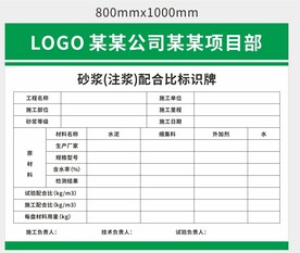 砂浆注浆配合比标识牌