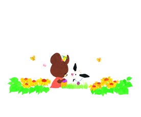 花丛中的小熊