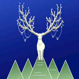 白色麋鹿山脉艺术挂画装饰画