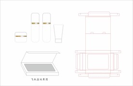 飞机盒包装效果图刀模图