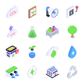 生态环保电力农业等距图标