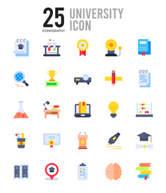大学扁平化矢量图标