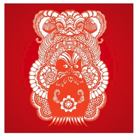 剪纸脸谱矢量