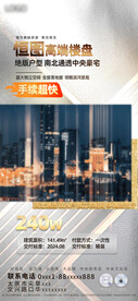 房产城市销售灰金高端海报