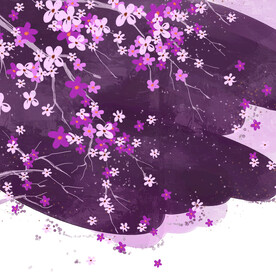 水墨水彩花枝挂画装饰画