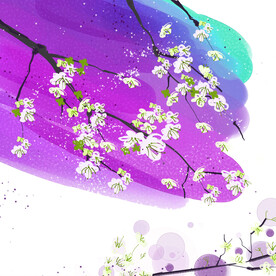 水墨水彩花卉花枝挂画装饰画