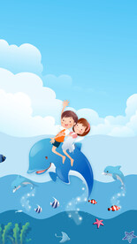 鲸鱼卡通画  儿童节素材