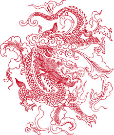 线描中国龙纹