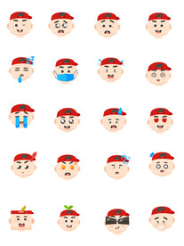 男孩表情可爱卡通标签图标免扣