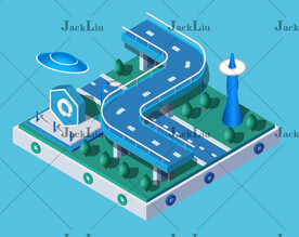 矢量图2D立体图立交桥