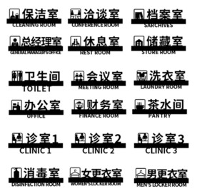 镂空门牌黑色 保洁室 消毒室 