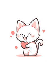 卡通爱心小猫